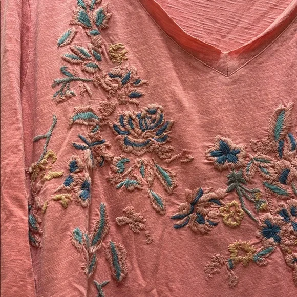 Sundance Coral Embroidered Long Sleeve Top - Picture 2 of 6